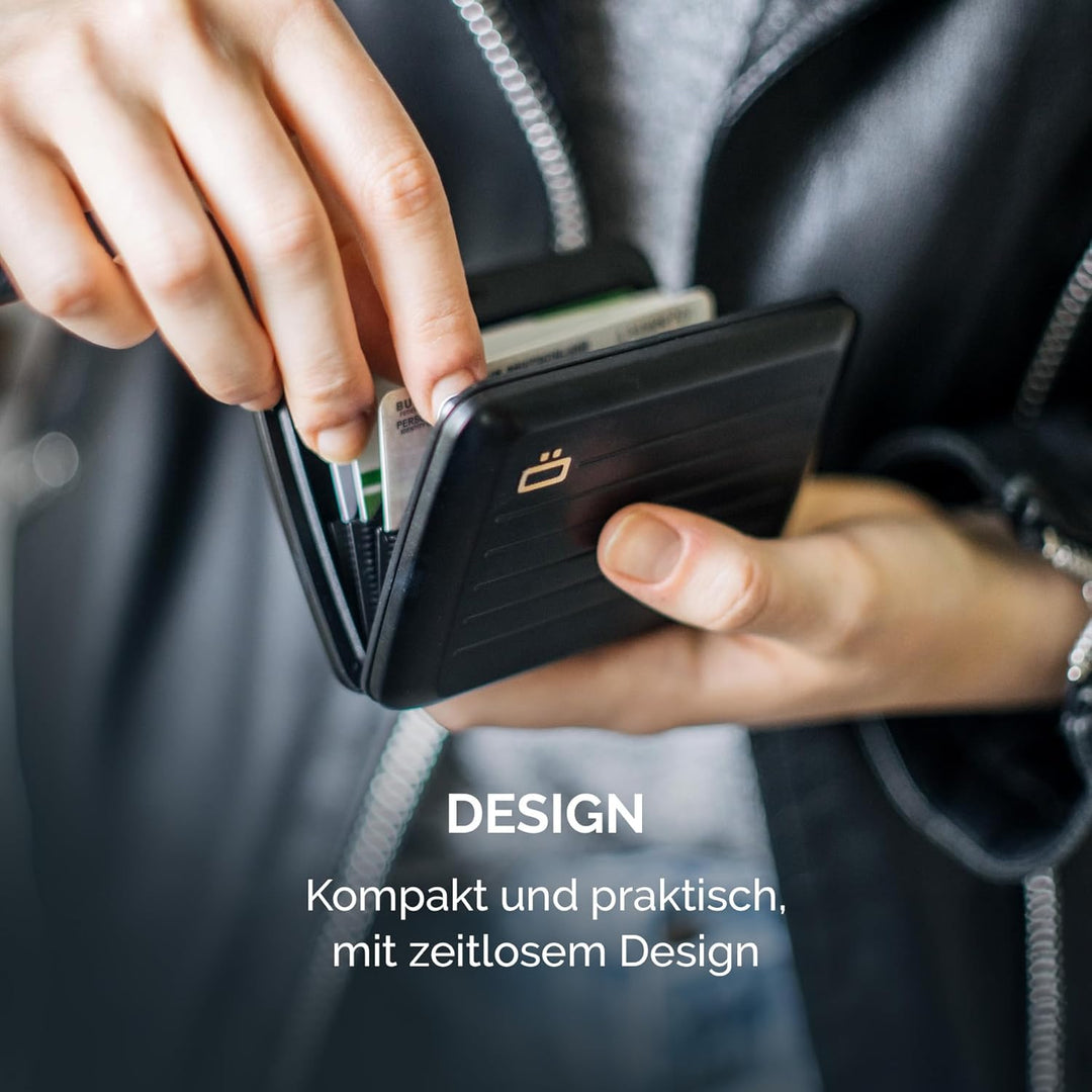 ÖGON Smart Wallets - Stockholm V2 Aluminium Geldbörse - Metallverschluss - RFID Blockierung Kartenet
