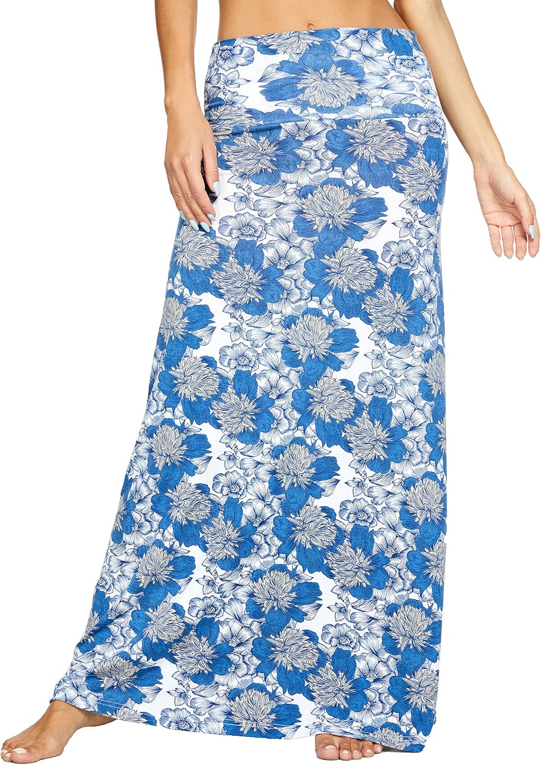 EXCHIC Damen Sommer Strand Pull On Boho Yoga Lange Rock Stretch High Taille Maxi Rock XL 13, XL 13