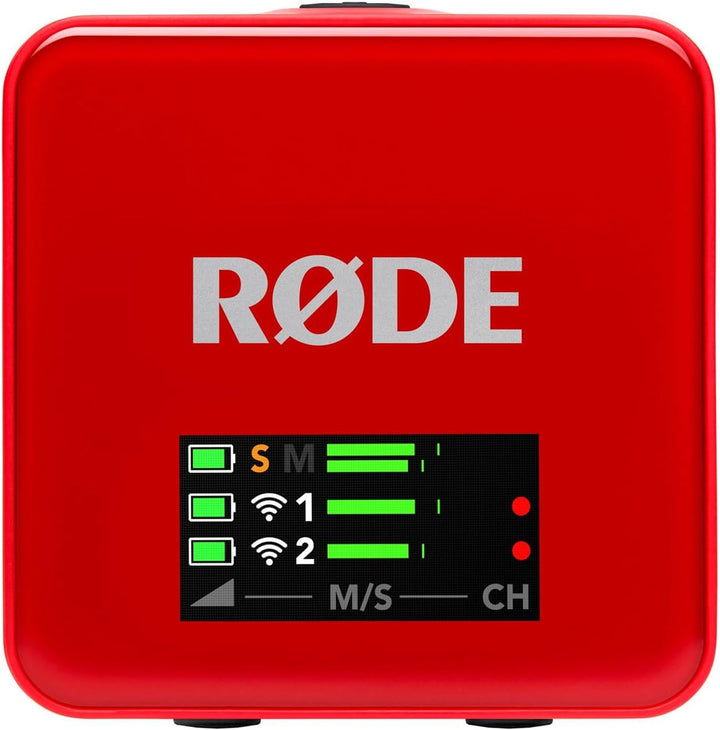 Rode Wireless GO Gen 3 Drahtloses 2-Kanal Mikrofon-Funksystem Rot mit Interview GO Handadapter und k