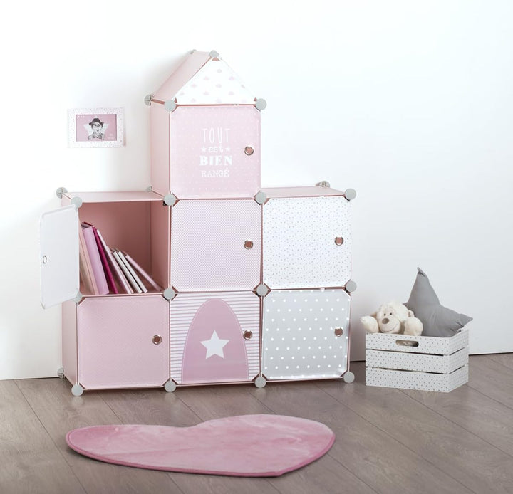 Kinder Aufbewahrungsboxen Schloss - rosa 96 × 109 cm - Rosa - Atmosphera créateur d'intérieur Rosa S