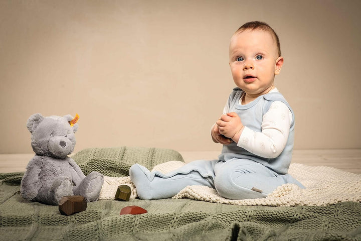 Steiff Unisex Baby Set Strampler mit Fuss + T-Shirt Langarm Kleinkind-Schlafanzüge 74 Celestial Blue