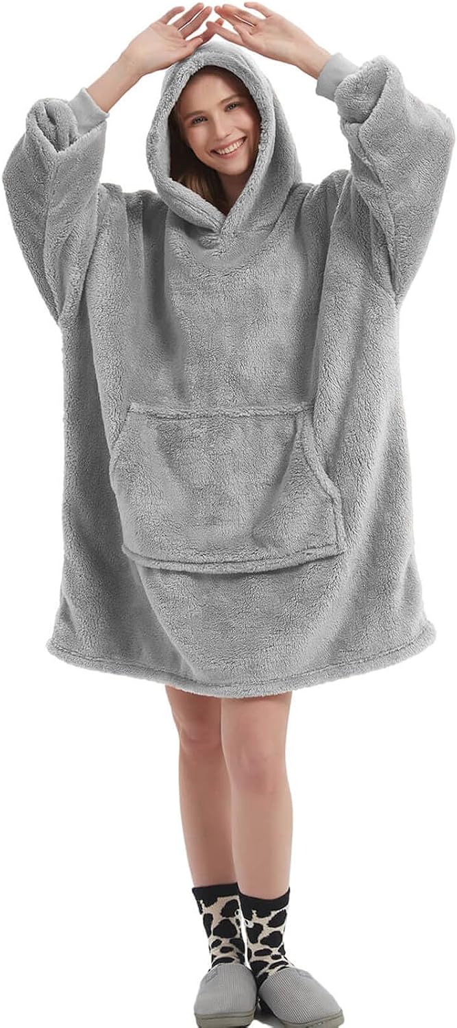 FELOVE Hoodie Decke Ärmeln Kuschelpullover Mit einer grossen Tasche,Tragbare Decke Ultra Soft Bequem