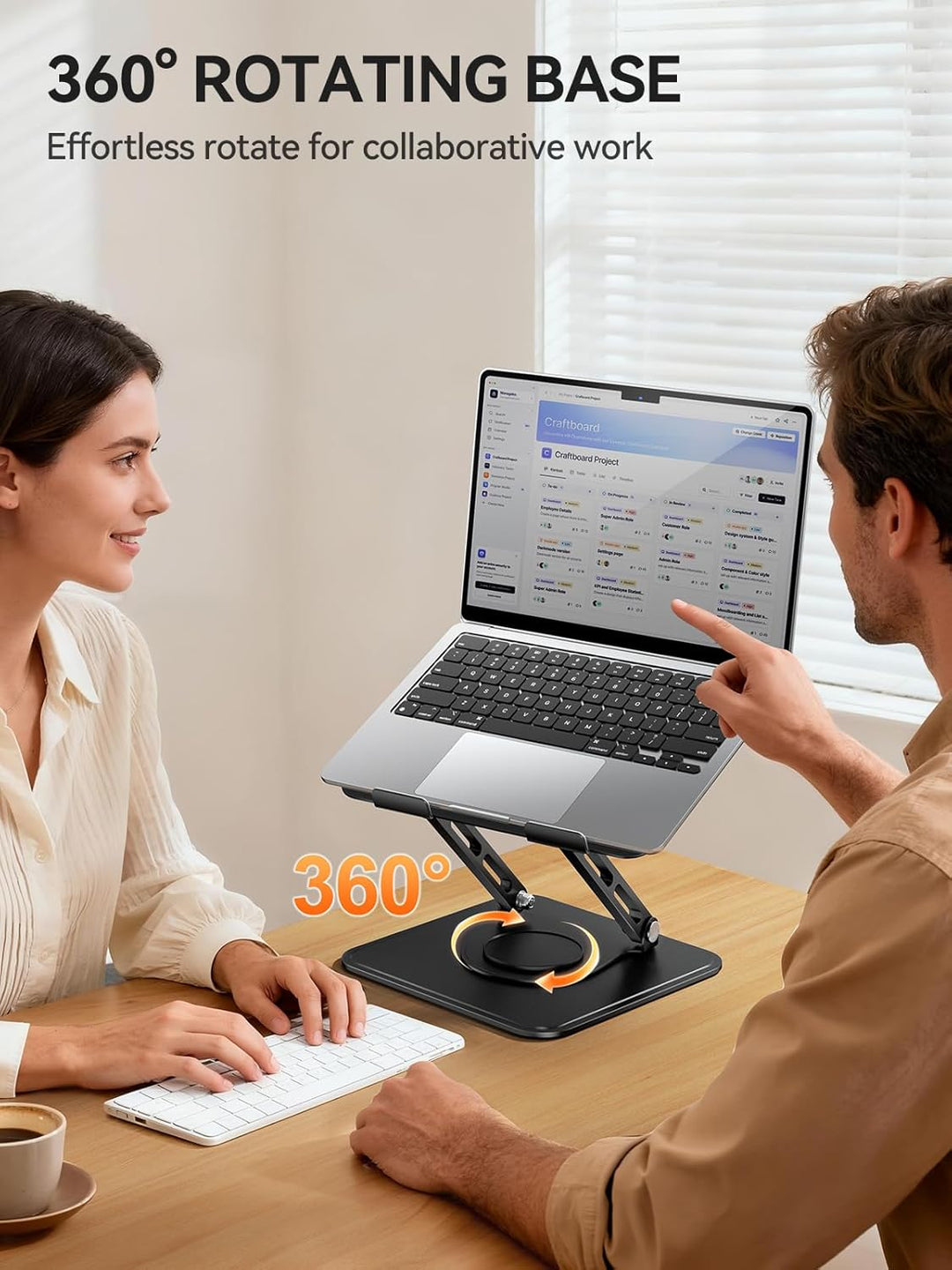 tounee Laptopständer für den Schreibtisch, Verstellbarer Computerständer mit 360°-Drehfuss, ergonomi