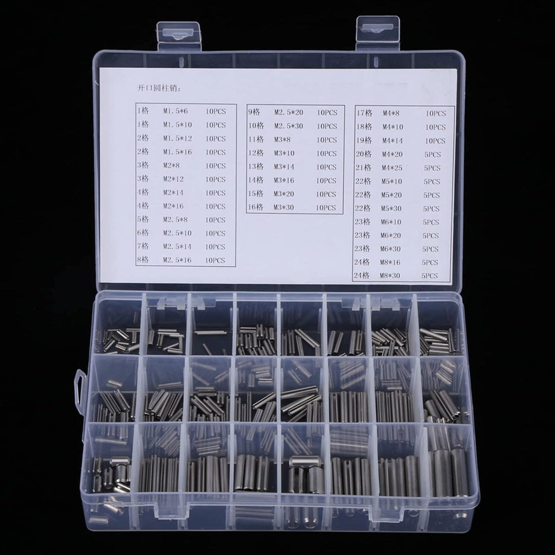 280pcs Spannstifte Federstift Hohlsplinte M1,5 M2 M2,5 M3 M4 M5 M6 M8 Edelstahl Feder Spannhülsen Se