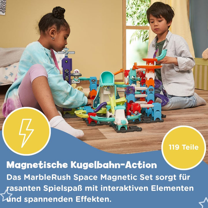 VTech Marble Rush - Space Magnetic Set XL300 E – Interaktive Murmelbahn mit spannenden Bahnelementen