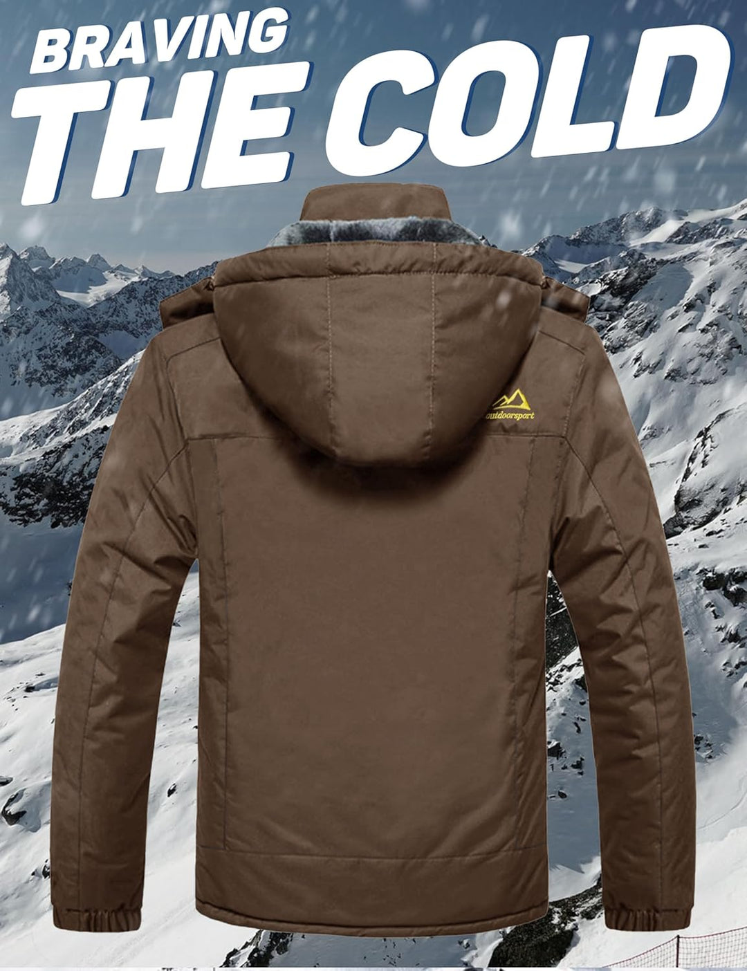 MAGCOMSEN Herren Winter Fleecejacke Warme Gefüttert Skijacke Outdoor Winddicht Wasserdicht Jacke Ver