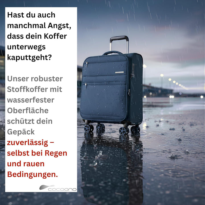 Cocoono Handgepäck Koffer 55x40x20 – Leichter Stoff Reisekoffer mit Rollen, TSA-Schloss, erweiterbar