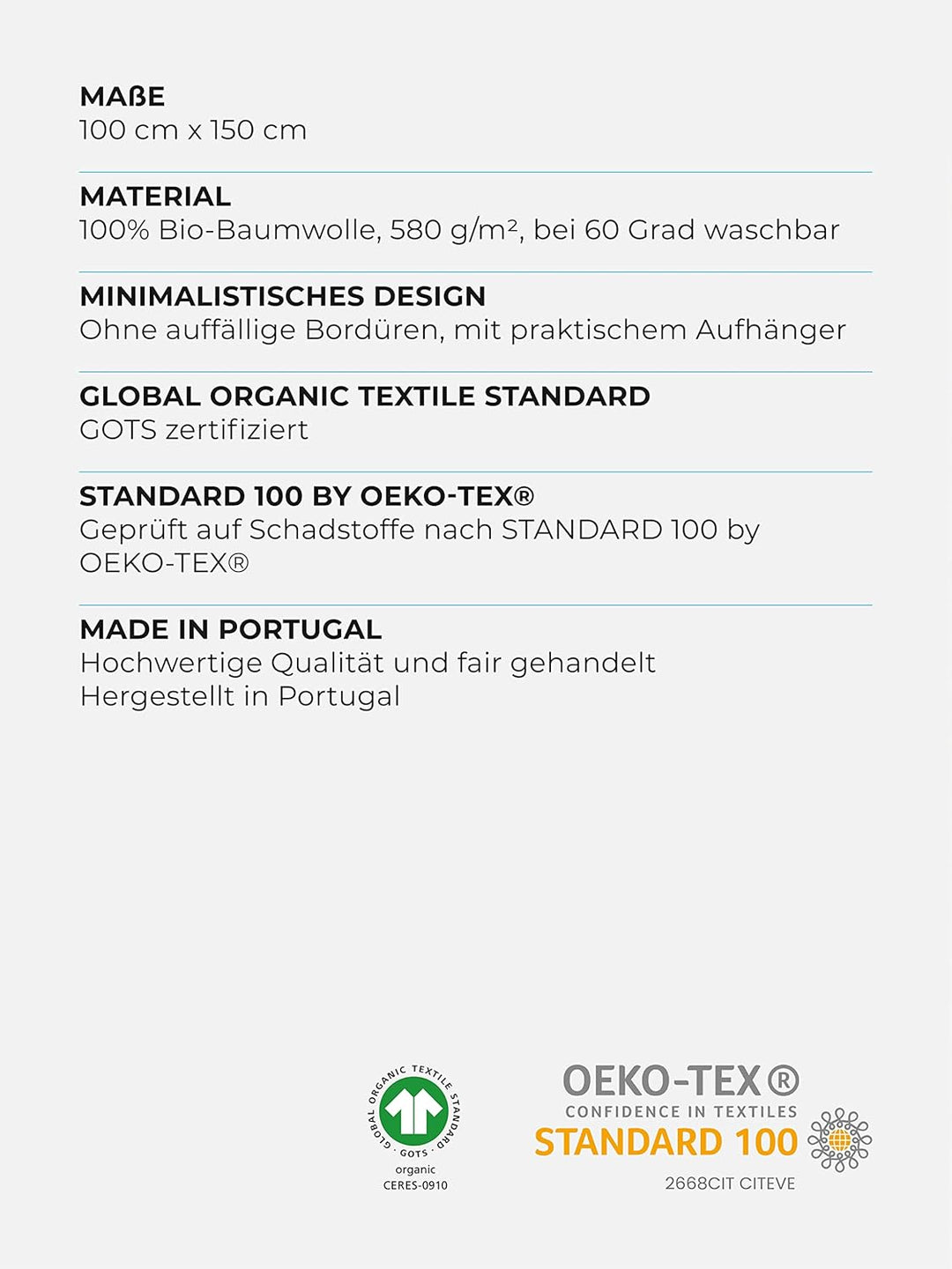 Sowel® Premium Badetuch 100x150 cm, Handtuch aus 100% Bio-Baumwolle, Hergestellt in Portugal, Celado