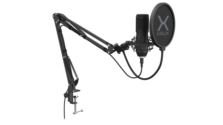 KRUX Edis 1000, Computermikrofon mit verstellbarem Arm, 2.9 m USB-Kabel, Poppfilter, Stossschutzkorb