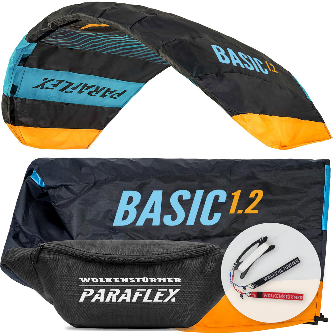 Wolkenstürmer® Paraflex Basic 2-Leiner Lenkmatte 1.2 (türkis) - Kite Drachen mit Flugschlaufen – Zwe
