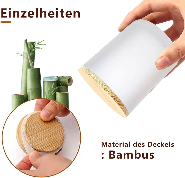 6er-Pack Kerzengläser mit Bambusdeckel (200ml) - 3mm Dickwandiges & Hitzebeständiges Glas - Elegante