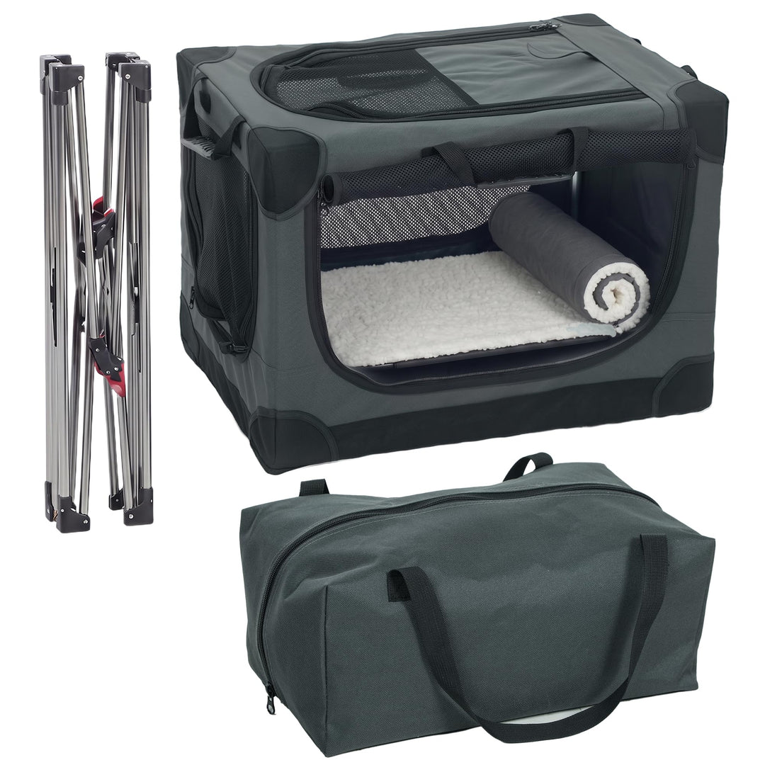 PawHut Hundebox faltbar 60x42x43cm Hundetransportbox mit Kissen abnehmbar waschbar Bezug atmungsakti