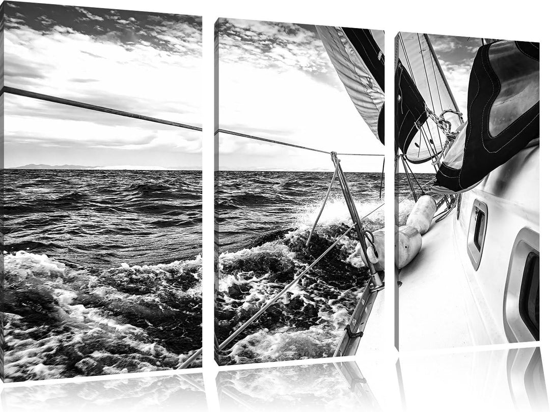 Pixxprint Segel der Yacht als Leinwandbild/Grösse: 3 Teilig (120x80 cm) cm/Wandbild/Kunstdruck/ferti