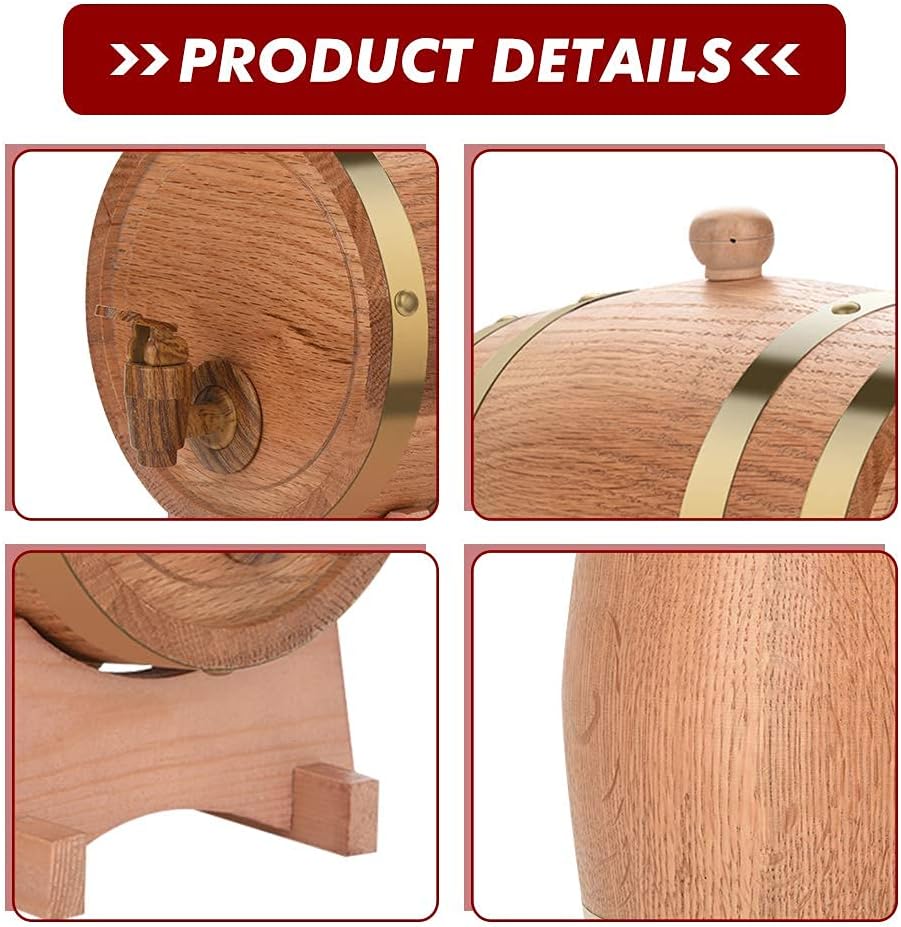 Cocoarm Eichenfass 3L Holzfass Weinfass Whiskyfass Weinspender zur Aufbewahrung von Whiskey Bourbon