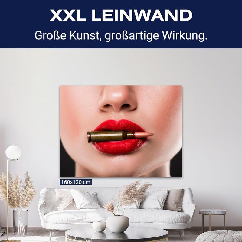 wandmotiv24 Leinwandbild 260 g/m² - Kunstdruck auf Leinwand - Wandkunst - Wandbild mit Frauen Lippen