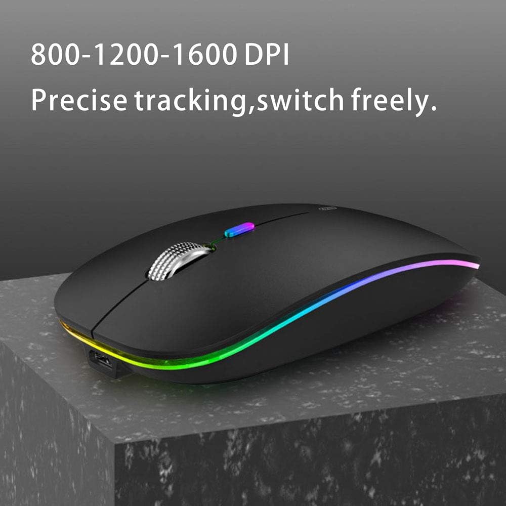 Uiosmuph Bluetooth Maus Kabellose, LED Funkmaus wiederaufladbar Leise Wireless Mouse 2.4GHz Kabellos
