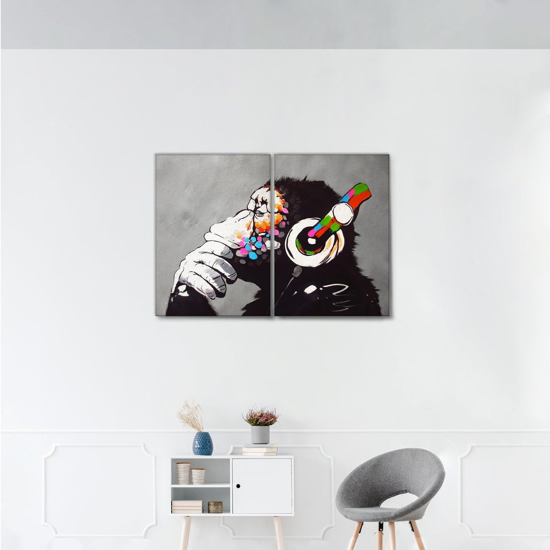 Giallobus - Grosse Gemälde im XXL-Format - Banksy - Street Art - DJ Monkey - Leinwand - 144x100cm |