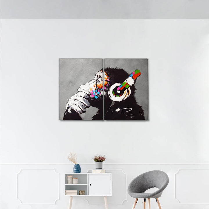 Giallobus - Grosse Gemälde im XXL-Format - Banksy - Street Art - DJ Monkey - Leinwand - 144x100cm |