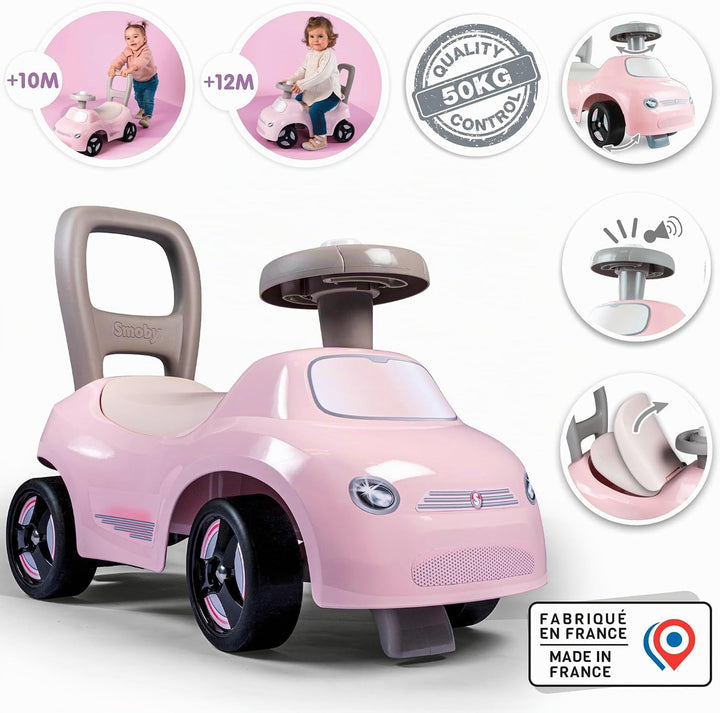 Smoby Mein erstes Auto – wendiges Rutscherfahrzeug mit Hupenlenkrad – Rückenstütze, Staufach, Kippsc