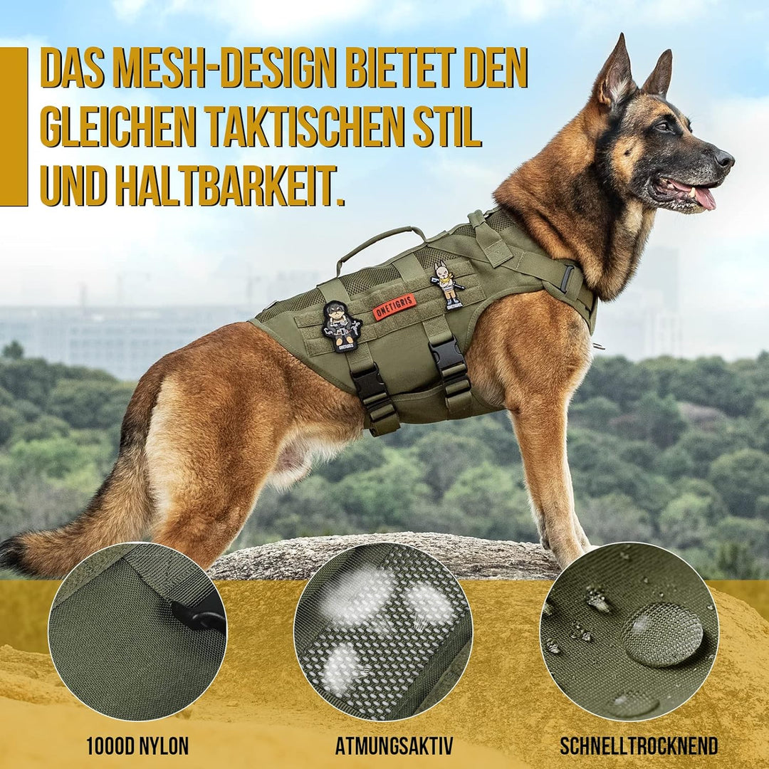 OneTigris No-Pull Hundegeschirr, AIRE MESH Einstellbar Sicherheitsgeschirr Ultra Atmungsaktiv für Gr