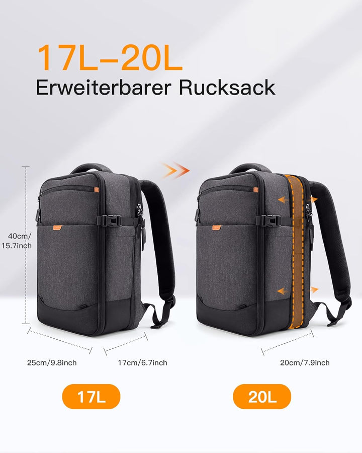 Inateck 17-20L Ryanair Handgepäck 40x20x25 Reiserucksack damen herren, Laptop Rucksack kompatibel mi