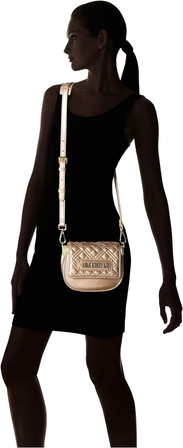 Love Moschino Damen Schultertasche Stahlgrau, Stahlgrau