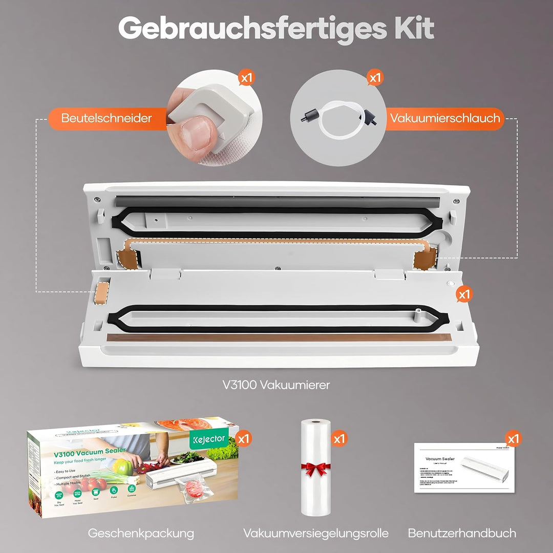 Vakuumiergerät mit Vakuumierbeuteln, kompaktes, vollautomatisches Trocken-/Feucht-Versiegelungsgerät