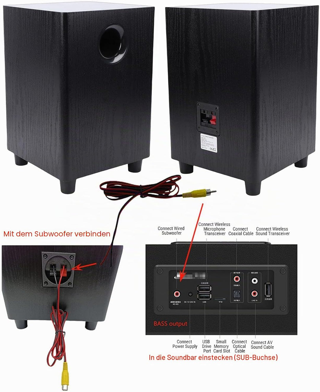 CCYLEZ 6,5-Zoll-Passiv-Subwoofer, 100-W-Hochleistungs-Deep-Bass-Lautsprecher mit -Tiefpassfilter, fü