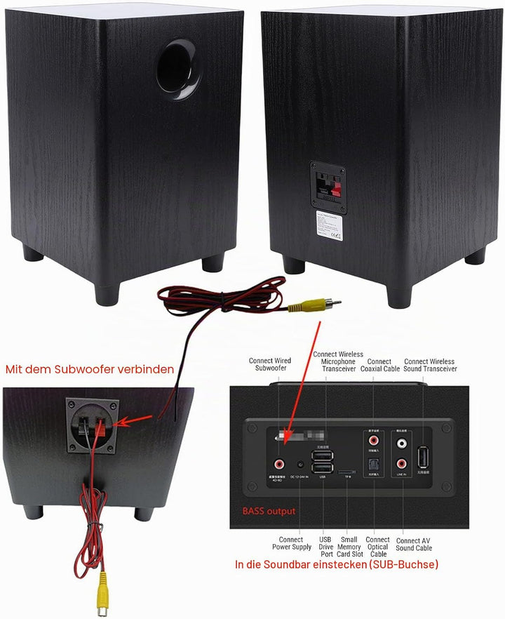 CCYLEZ 6,5-Zoll-Passiv-Subwoofer, 100-W-Hochleistungs-Deep-Bass-Lautsprecher mit -Tiefpassfilter, fü