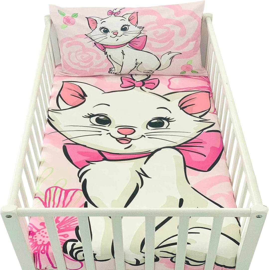 Bettbezug für Babys, 100 x 135 cm und Kissenbezug 40 x 60 cm | Bettwäsche Marie Aristochats für Bett