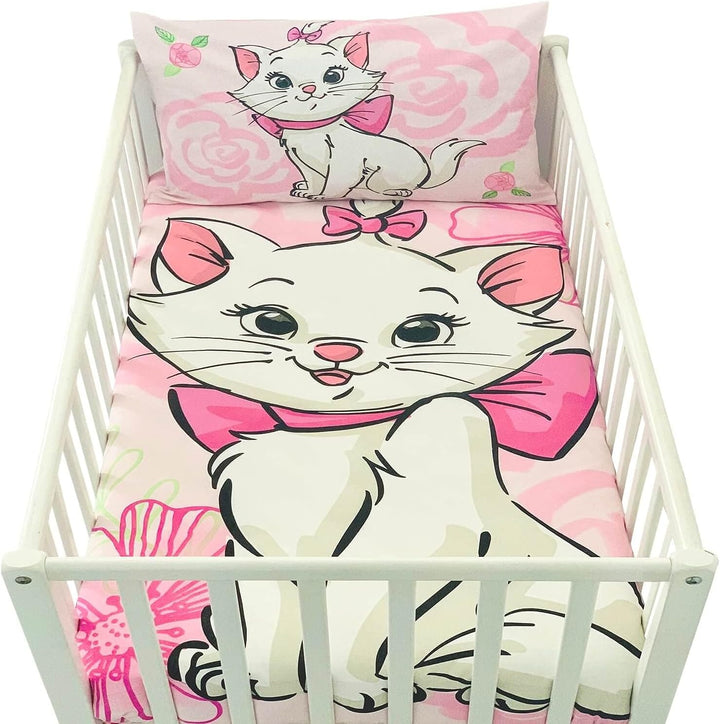 Bettbezug für Babys, 100 x 135 cm und Kissenbezug 40 x 60 cm | Bettwäsche Marie Aristochats für Bett