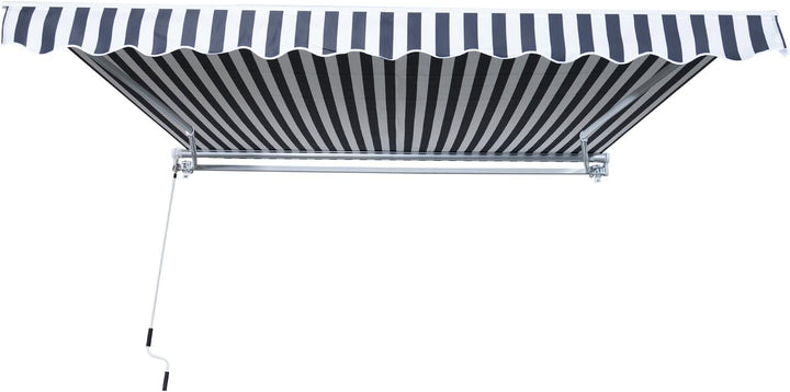 Outsunny Markise Gelenkarmmarkise Sonnenschutz Handkurbel Balkon Alu Grau/Weiss 3,5x2,5m Grau+Weiss,