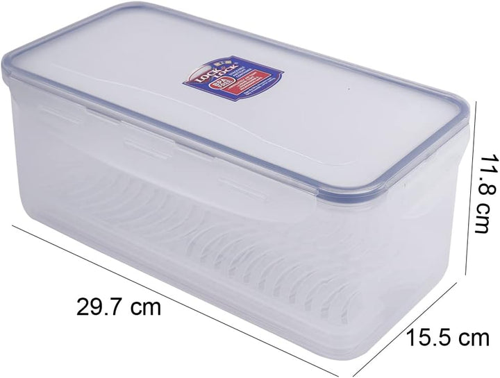 LocknLock PP Classic Vorratsdose mit Ablaufgitter | 3,4 L | 29,7 x 15,2 x 11,8 cm | 100% luft- und w