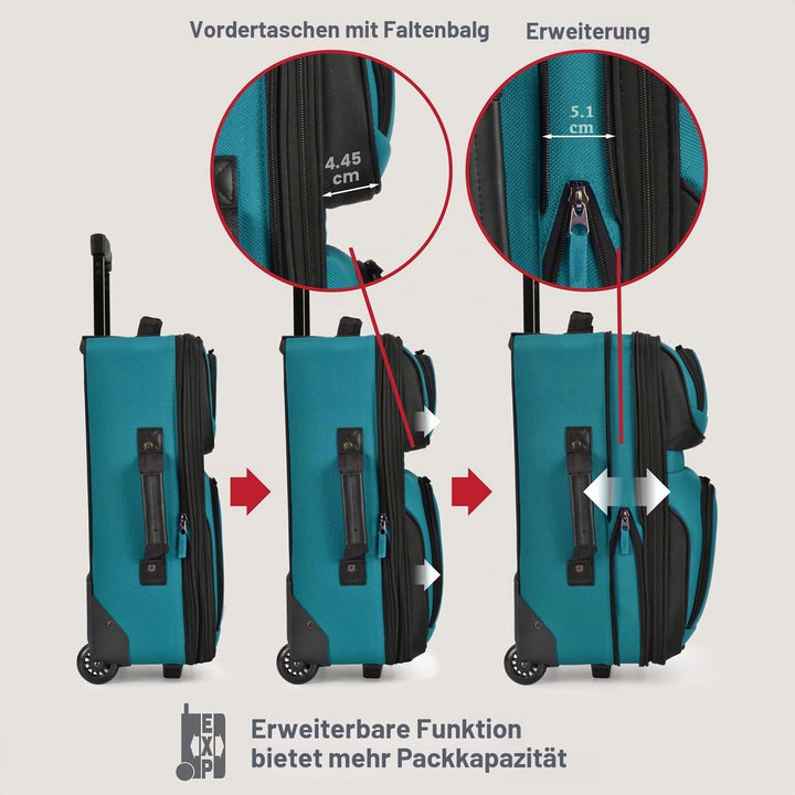 U.S. Traveler Rio Rugged Fabric Expandable Carry-on Luggage Set 2 Wheel Blaugrün/ein Hauch Von Parad