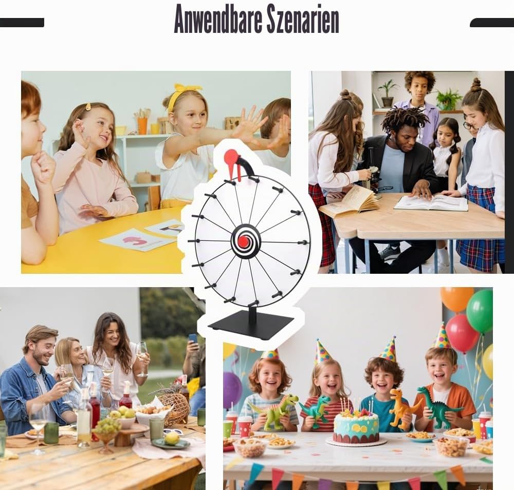 Glücksrad Zum Drehen,30cm Glücksrad Zum Selbstgestalten mit 14 Slots,Spinning Prize Wheel Spielzeug