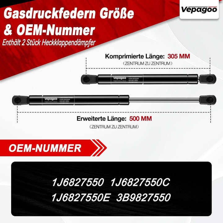 Vepagoo Heckklappendämpfer Gasdruckfedern für Bora Variant 1J6 1999-2005 Golf IV 1J1 Golf IV Variant