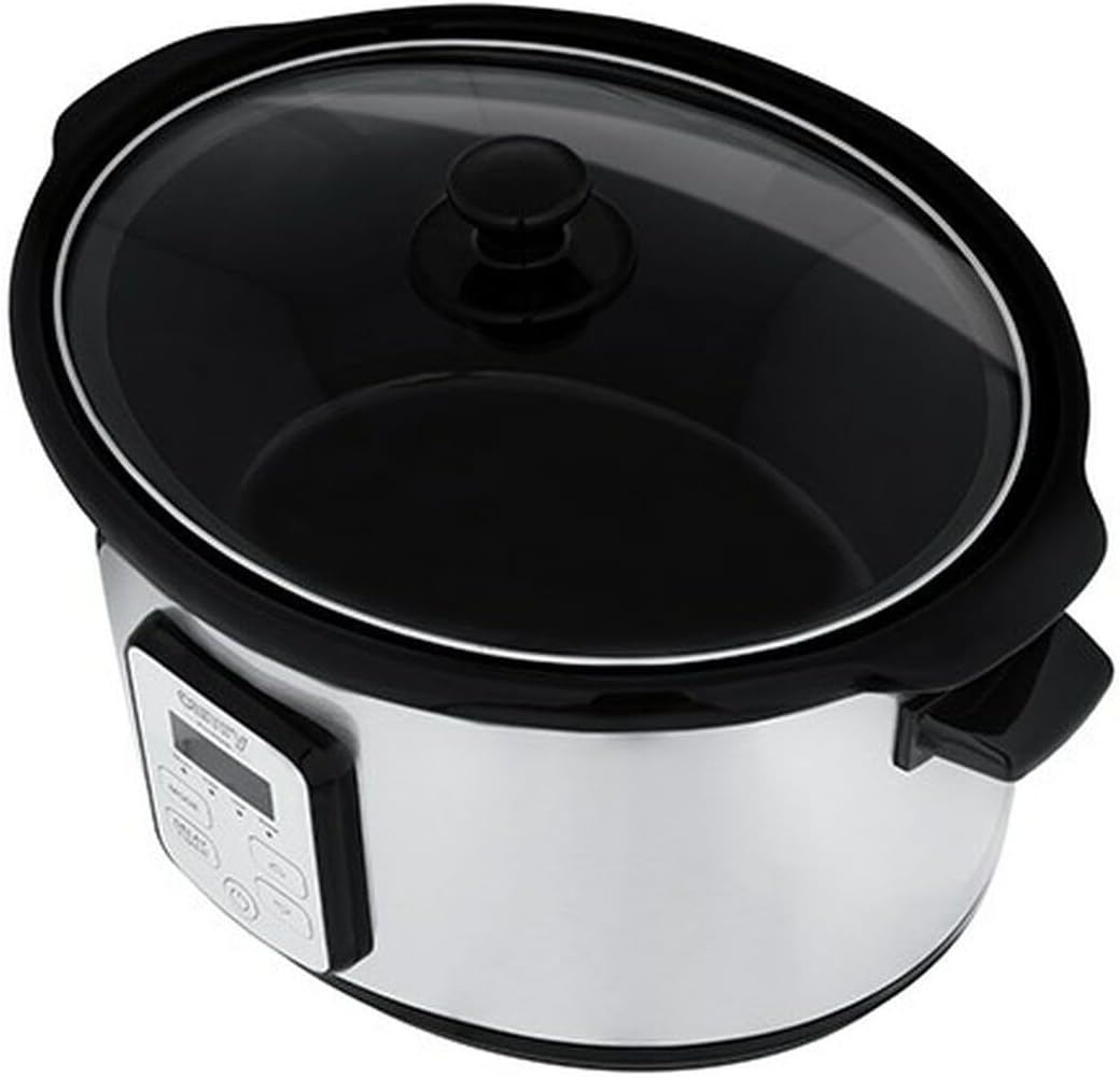 Camry Langsamkocher mit 4,7 l Fassungsvermögen, Keramiktopf, Deckel aus gehärtetem Glas, Warmhaltefu