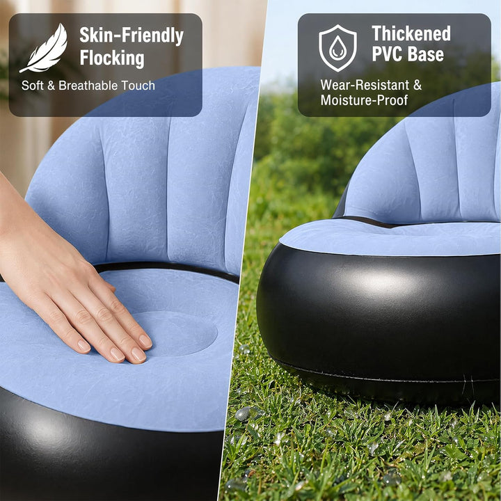 CEWROM Aufblasbares Sofa, Aufblasbarer Sessel, Sessel, Sofa und Couch mit Beflockter Oberfläche für