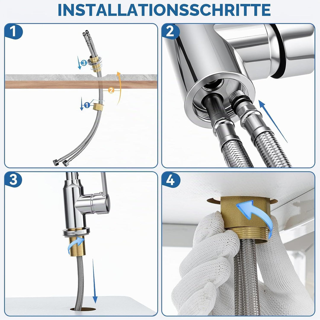 Wasserhahn Küche, Küchenarmatur 360° Schwenkbar, Küchenarmaturen Zwei Sprühfunktionen, Spülarmaturen
