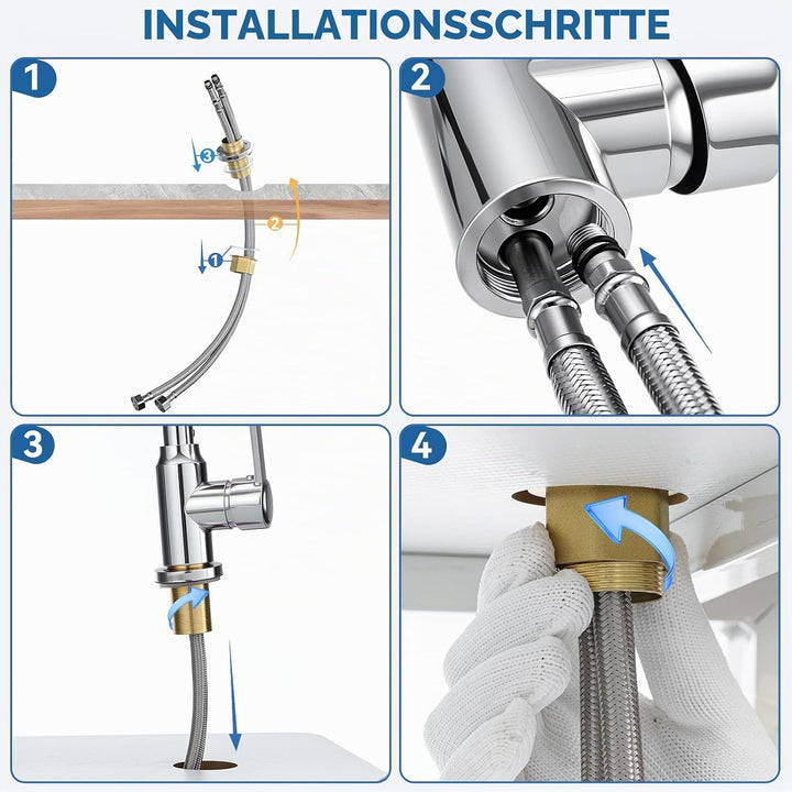 Wasserhahn Küche, Küchenarmatur 360° Schwenkbar, Küchenarmaturen Zwei Sprühfunktionen, Spülarmaturen