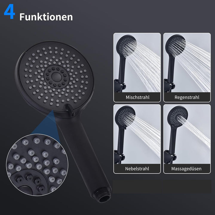 HOMELODY Badewannenarmatur mit Handbrause Schwarz Matt – Mischbatterie Badewanne Wandmontage, 2 Ausg