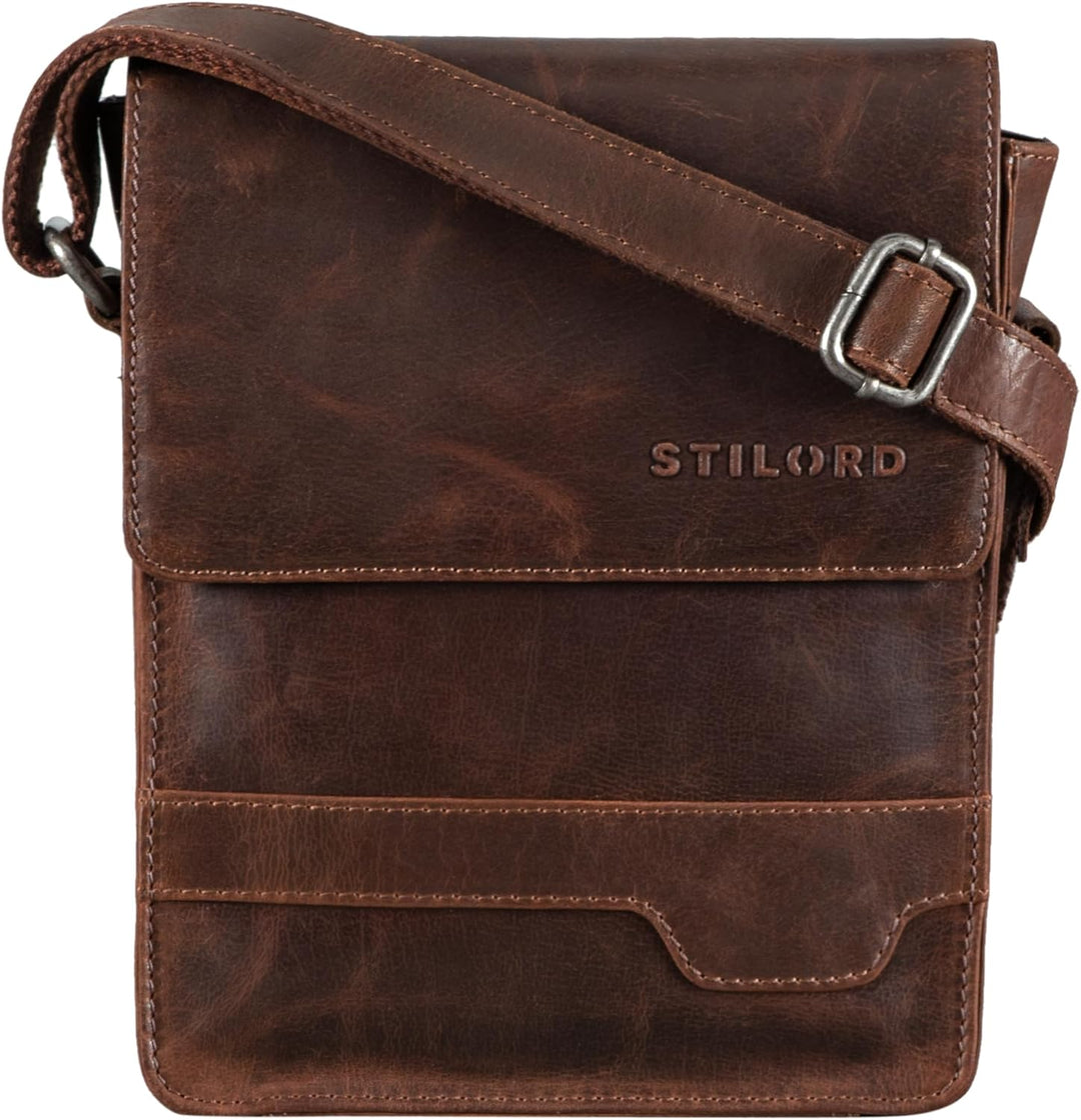 STILORD 'Sven' Herrenhandtasche Leder Umhängetasche klein Schultertasche Männer 8 Zoll Tablet Herren