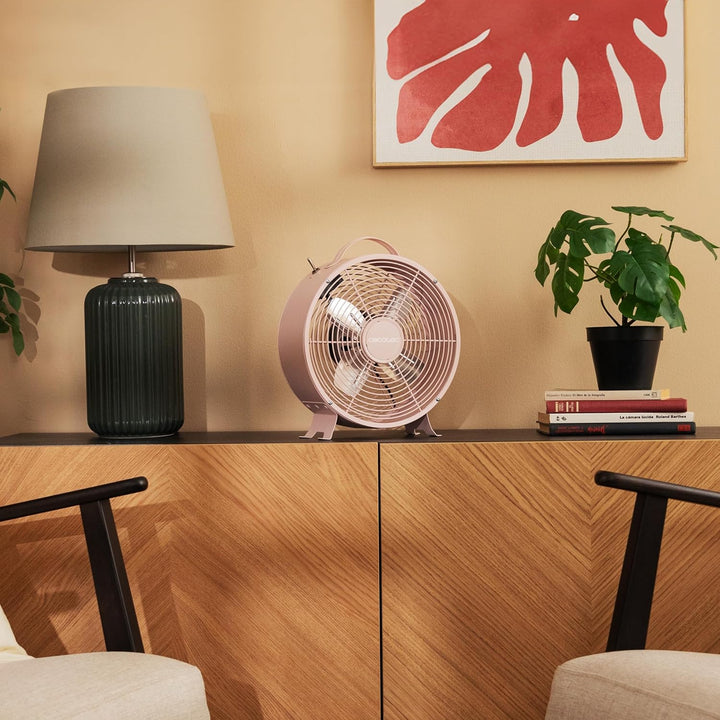 Cecotec - Tischventilatoren EnergySilence 400 RetroDesk Pink, 25 W Strom, 8 Zoll, 4 aerodynamische K