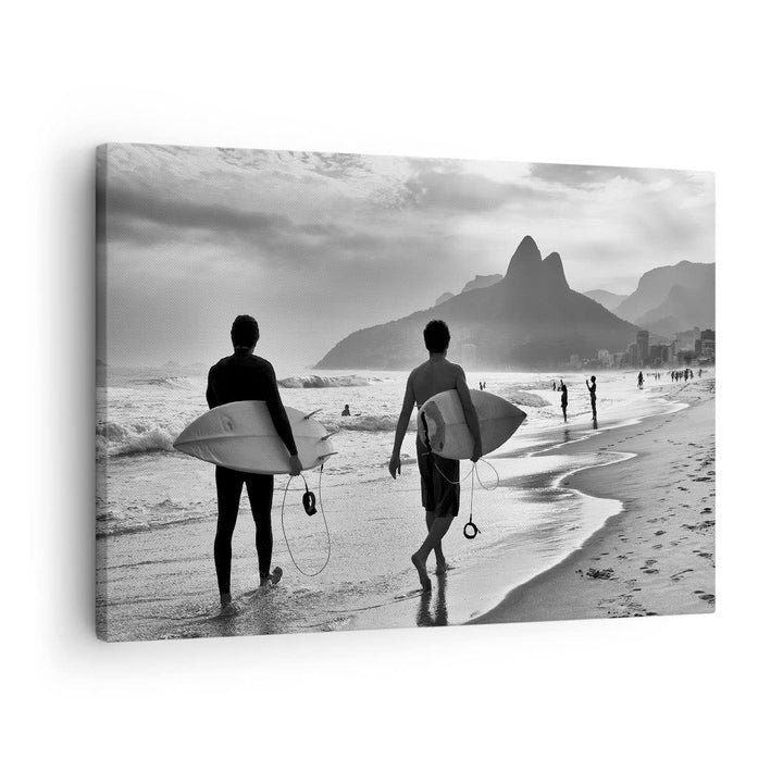 Bilder auf Leinwand Meer Welle Surfen Leinwandbild mit Rahmen 70x50cm Wandbilder Dekoration Wohnzimm