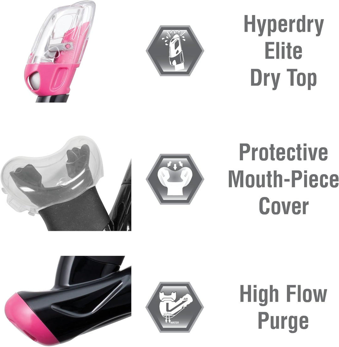 Tusa damen tauch-set Serene Maske ventil-schnorchel kurzen flossen schwarz / pink