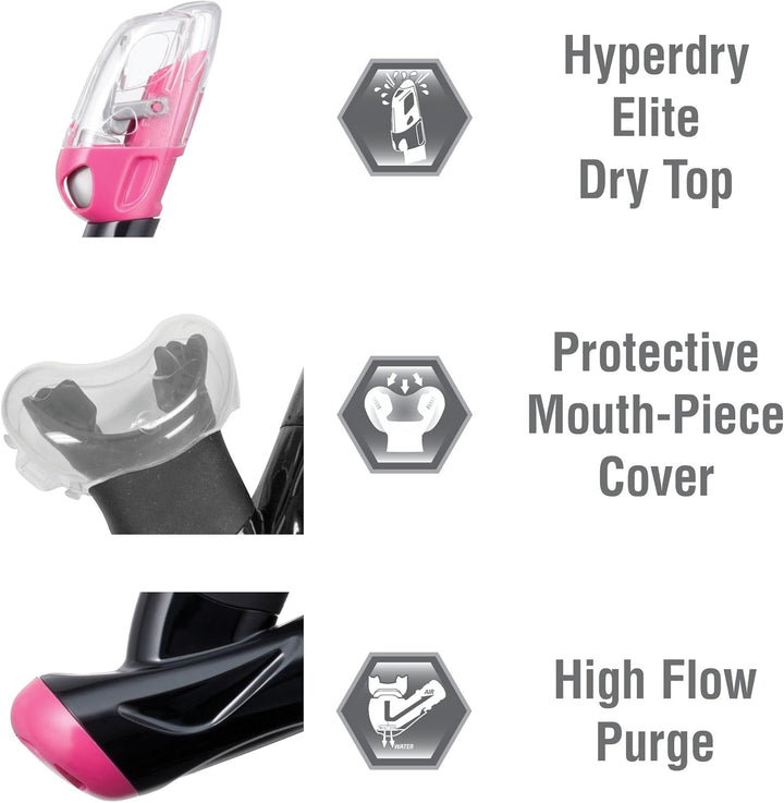 Tusa damen tauch-set Serene Maske ventil-schnorchel kurzen flossen schwarz / pink