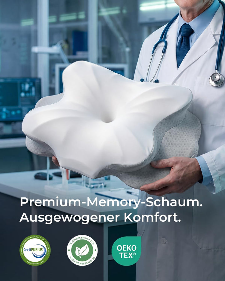 Ergonomisches Nackenkissen, 2-Höhen Memory Foam Hellgrau Standard, Hellgrau Standard