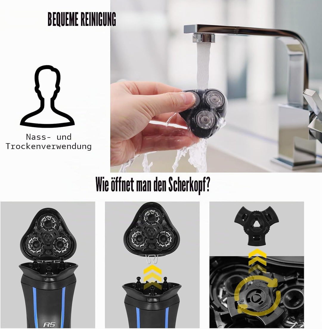 Universal Ersatz Rotierender Rasierkopf Kompatibel mit Remington Rasierer-Serie, für R3, R4, R5, R6,
