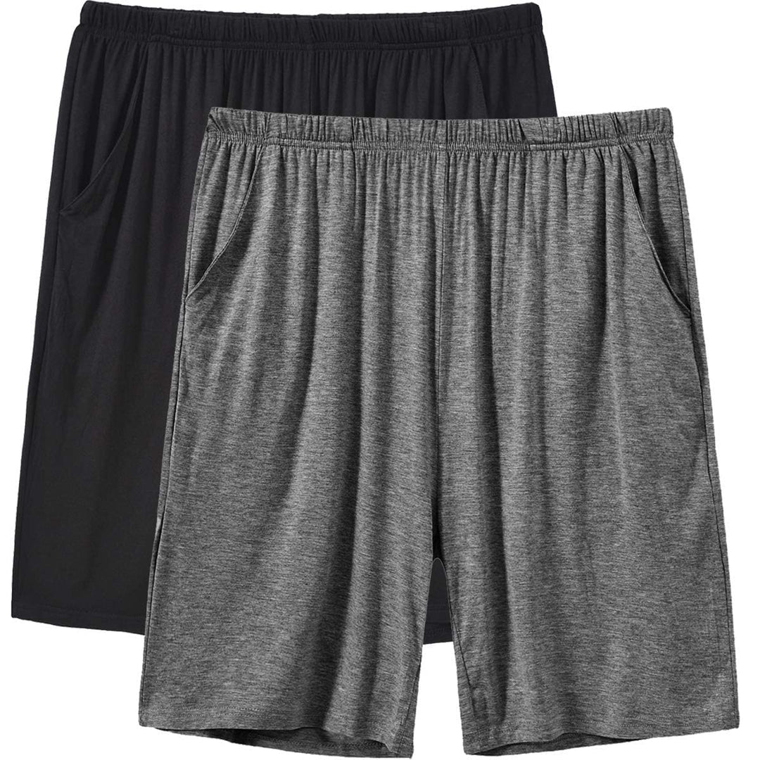 JINSHI Schlafanzughosen Modal Kurz Pyjamahose Nachtwäsche Schlafshorts für Herren M 2er Pack-12, M 2