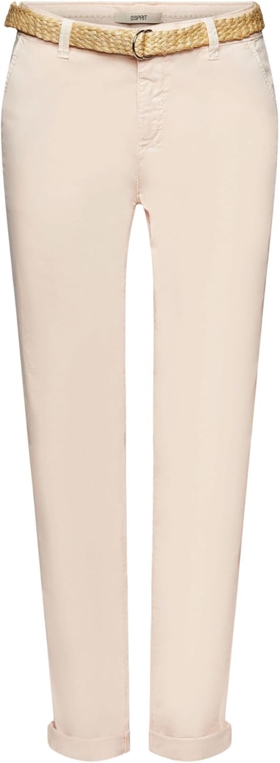 ESPRIT Chinohose mit Gürtel 30W / 30L Pastel Pink, 30W / 30L Pastel Pink